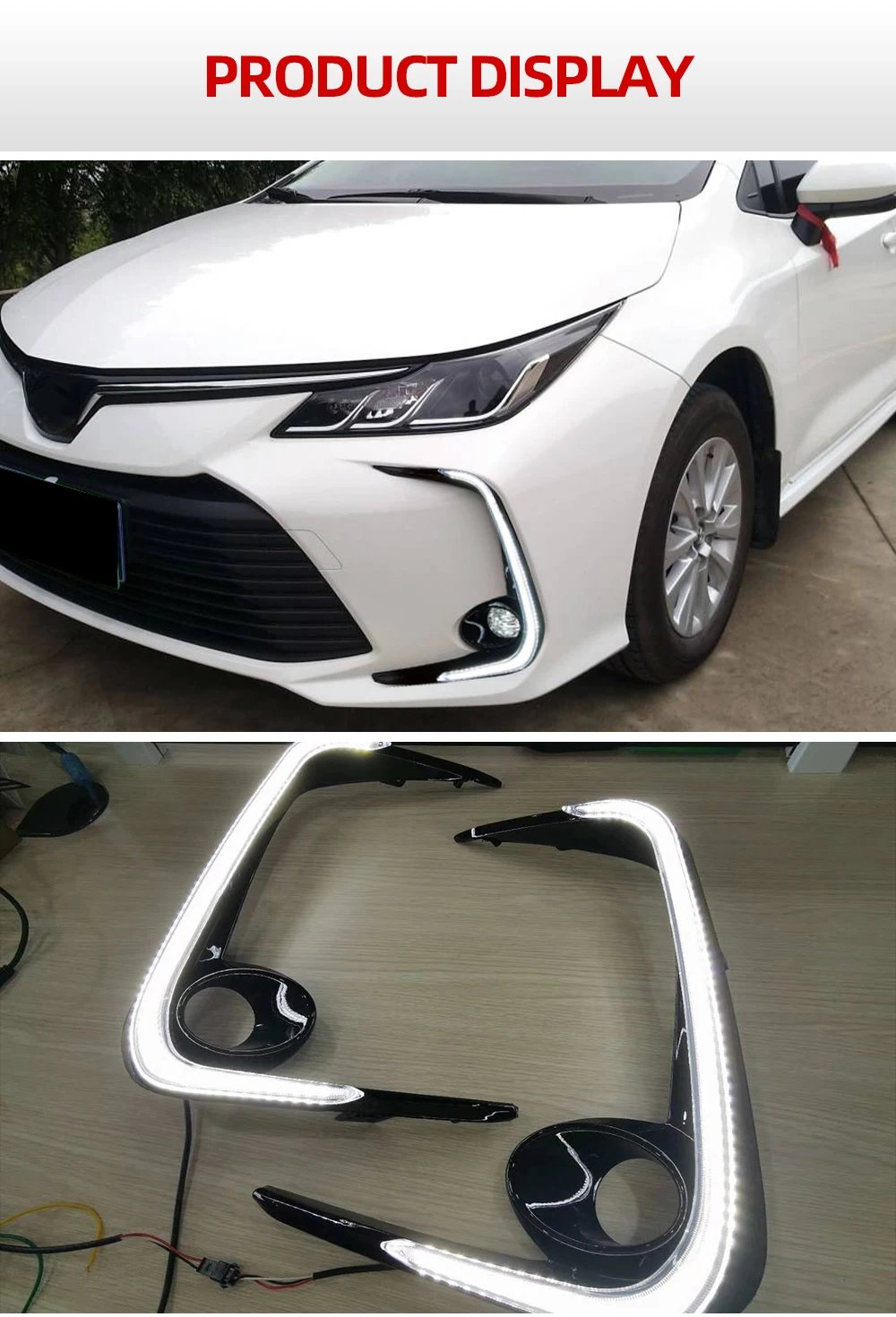 سيارة LED DRL النهار تشغيل ضوء أصفر بدوره إشارة 12 فولت الضباب مصباح الديكور الوفير ضوء لتويوتا كورولا 2019 2020 2021 2022