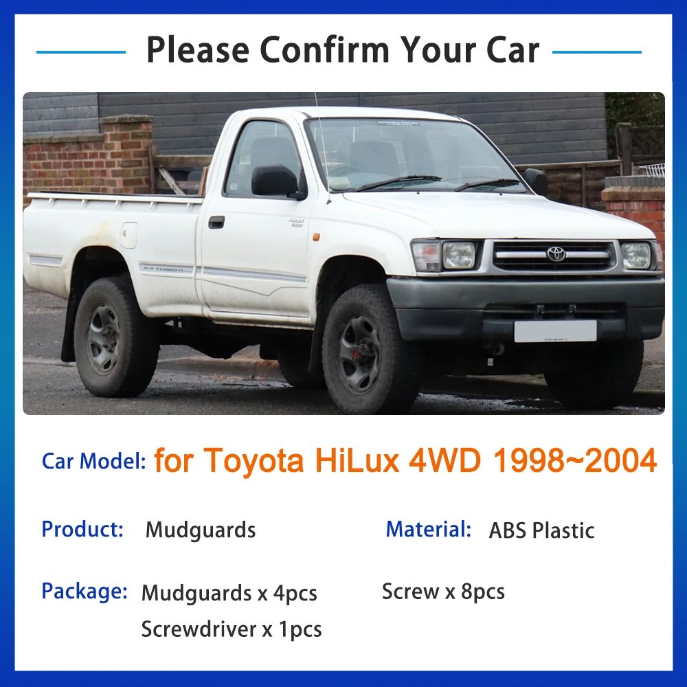 واقيات الطين لـ Toyota HiLux 4WD 1998 ~ 2005 ملحقات 1999 2000 2001 2002 2003 2004 واقيات الطين واقيات بلاش خلفية أمامية