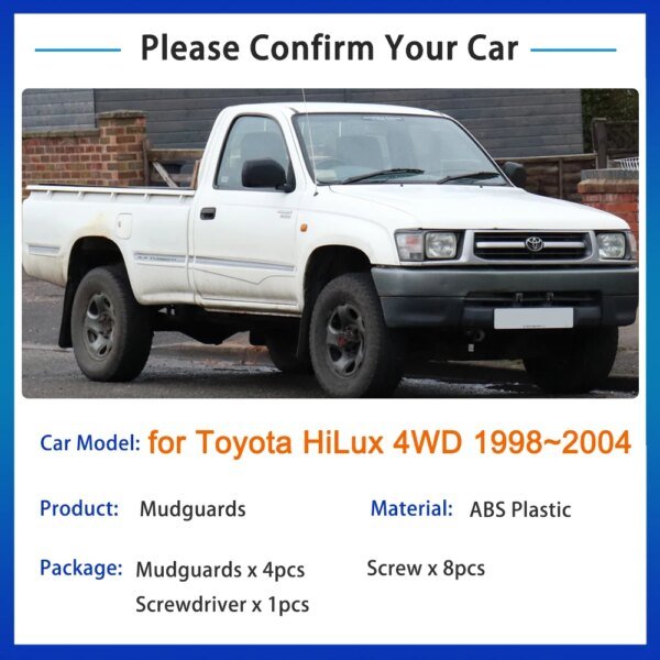 واقيات الطين لـ Toyota HiLux 4WD 1998 ~ 2005 ملحقات 1999 2000 2001 2002 2003 2004 واقيات الطين واقيات بلاش خلفية أمامية