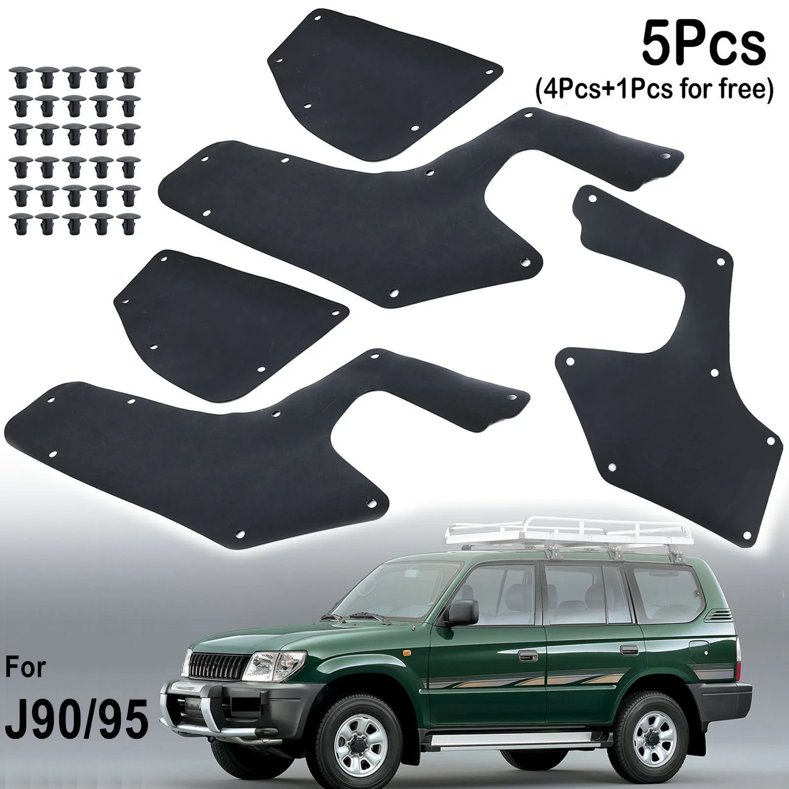 دروع مطاطية لتويوتا لاند كروزر برادو ، كولورادو ، J90 ، J95 ، بطانة الرفرف الداخلية ، المئزر ، الأختام والمشابك ، حراس-: 50