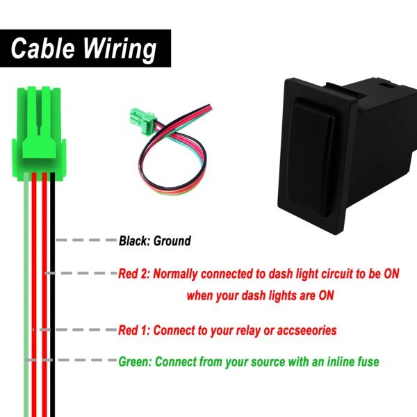 مفتاح دفع للسيارة لتويوتا برادو ، شريط LED أخضر ، خلفي ، بقعة ، ضباب ، مصابيح قيادة ، إكسسوارات زر بديلة ، 90 ، 95 ، لاندكروزر ، 12 فولت