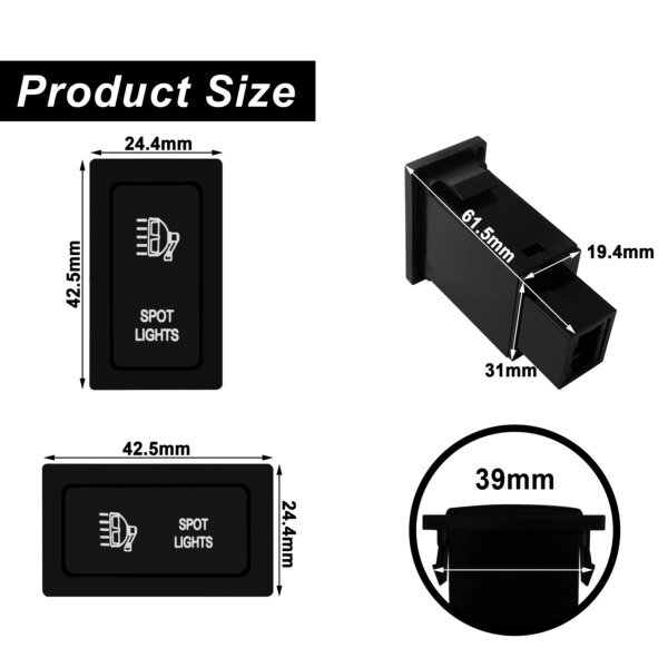مفتاح دفع للسيارة لتويوتا برادو ، شريط LED أخضر ، خلفي ، بقعة ، ضباب ، مصابيح قيادة ، إكسسوارات زر بديلة ، 90 ، 95 ، لاندكروزر ، 12 فولت
