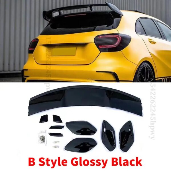 ضبط طقم الجسم الخلفي الجذع التمهيد الجناح سقف سبويلر لمرسيدس بنز الفئة W176 W177 هاتشباك 2013-2021 A180 A200 A260 التصميم