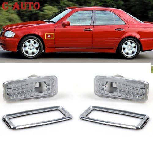 C-Auto 2 قطعة/المجموعة سيارة الجانب مكرر مصباح عدسة ماركر ضوء غطاء بدوره إشارات المؤشر لمرسيدس بنز W124 R129 W140 W202 W201