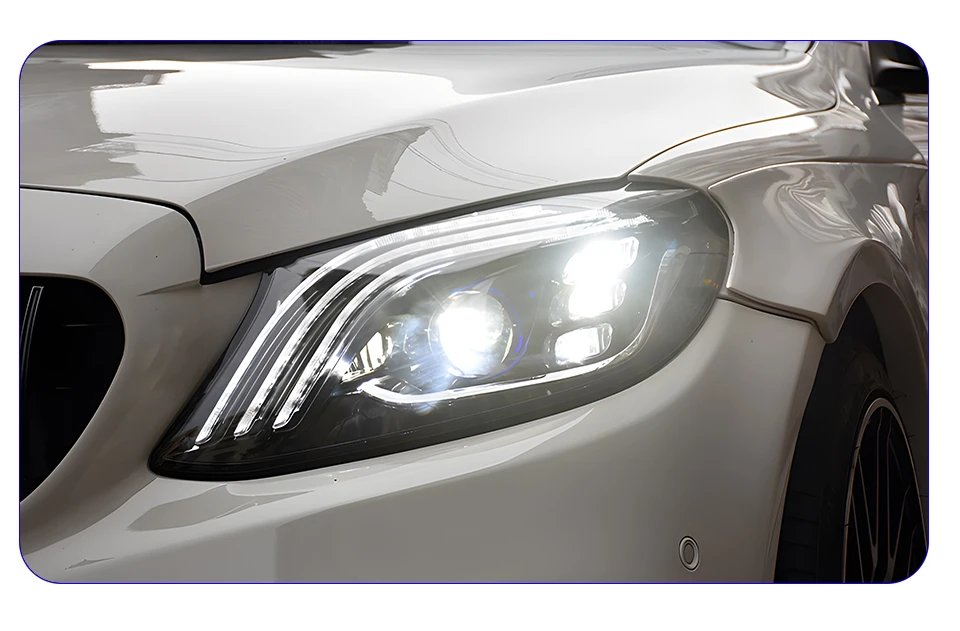 لبنز W205 C180 C200 C220 C22d C230 C160 2015-2021 سيارة الجبهة ضوء ترقية مايباخ LED عدسة المصباح الأمامي مجموعة عالية الجودة