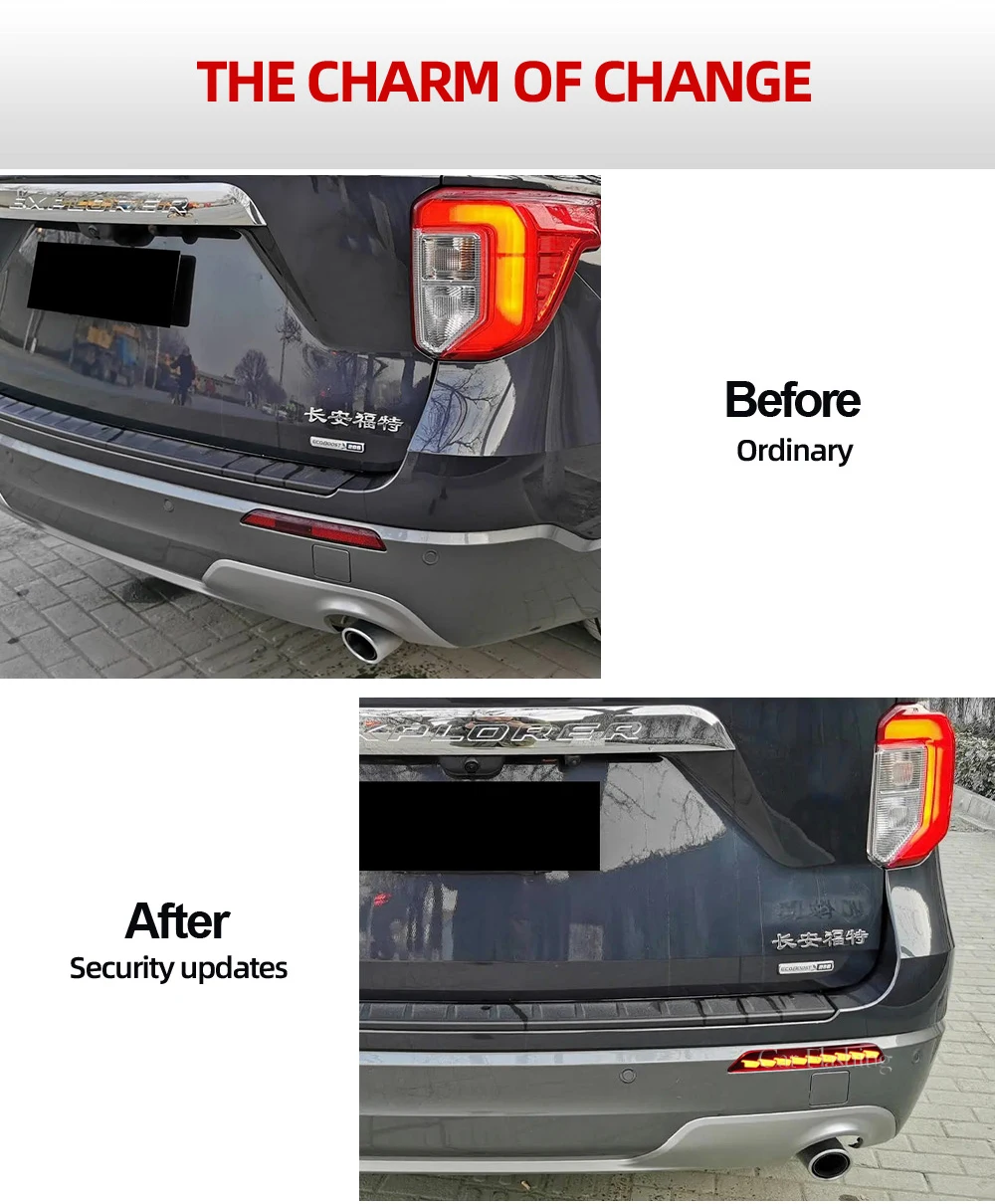 مصد إضاءة LED للسيارة Ford Explorer 2019 2020 2021 2022 مصباح الضباب الخلفي ضوء الفرامل عاكس إشارة الانعطاف الديناميكي