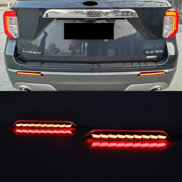 مصد إضاءة LED للسيارة Ford Explorer 2019 2020 2021 2022 مصباح الضباب الخلفي ضوء الفرامل عاكس إشارة الانعطاف الديناميكي