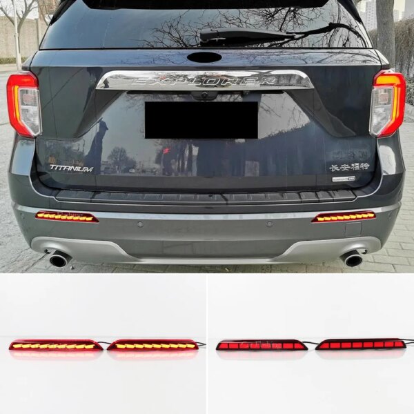 مصد إضاءة LED للسيارة Ford Explorer 2019 2020 2021 2022 مصباح الضباب الخلفي ضوء الفرامل عاكس إشارة الانعطاف الديناميكي