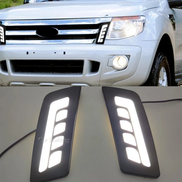 1 مجموعة LED النهار تشغيل ضوء DRL يوم ضوء لفورد رينجر 2012 2013 2014 الجبهة شواء مصباح اكسسوارات السيارات الضباب مصباح