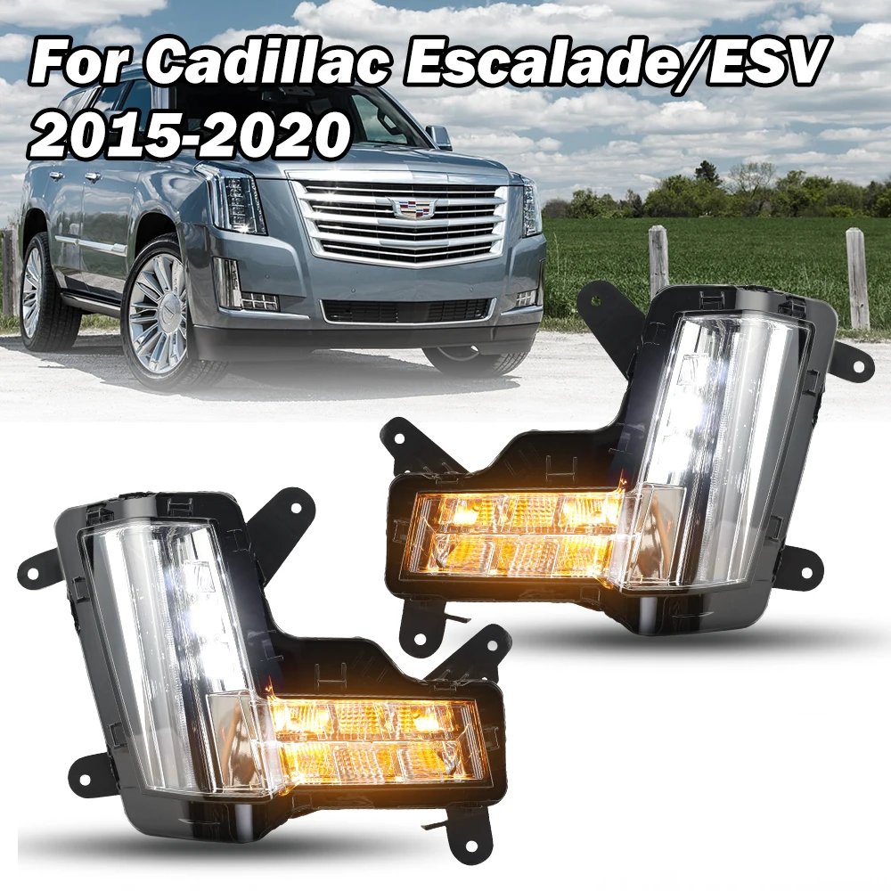 مصابيح الضباب لـ Escalade ESV-cadilloy ، مصباح أمامي DRL بدون فرامل تصادم ، إكسسوارات السيارة