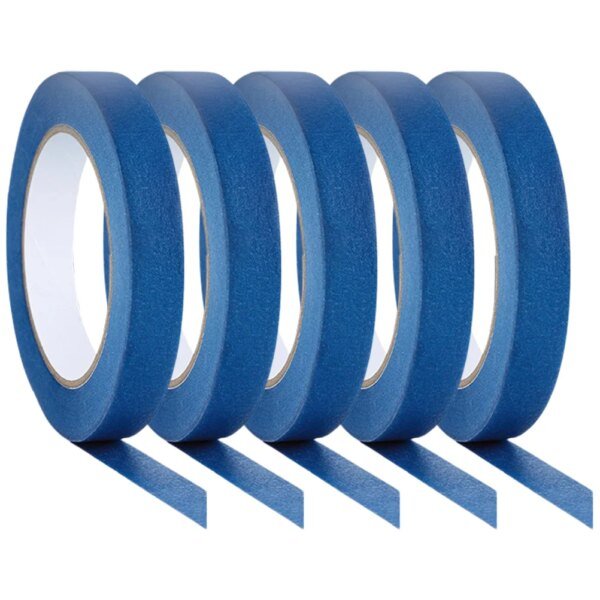 5 Rolls Paint Masking Tape Painters Artists Model Blue Bulk Car Thin Adhesive Textured Paper Low Tack