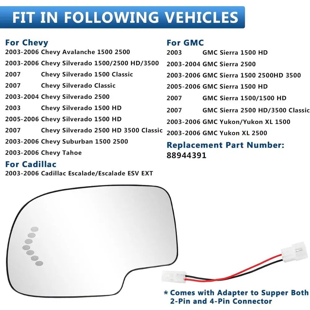 الجانب الأيسر الأيمن ساخنة الجناح الباب مرآة الزجاج محدب بدوره إشارة ل تشيفي جي إم سي يوكون كاديلاك 2003 2004 2005 2006 88944391