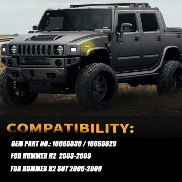 LED بدوره إشارة الجبهة المصد الخلفي ، الجانب ماركر أضواء ل هامر H2 2003-2009 ، باب السيارة DRL النهار تشغيل مصابيح ، Canbus ، 2 قطعة