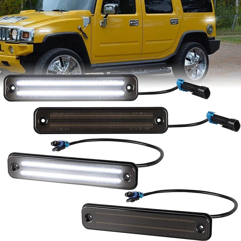 LED بدوره إشارة الجبهة المصد الخلفي ، الجانب ماركر أضواء ل هامر H2 2003-2009 ، باب السيارة DRL النهار تشغيل مصابيح ، Canbus ، 2 قطعة