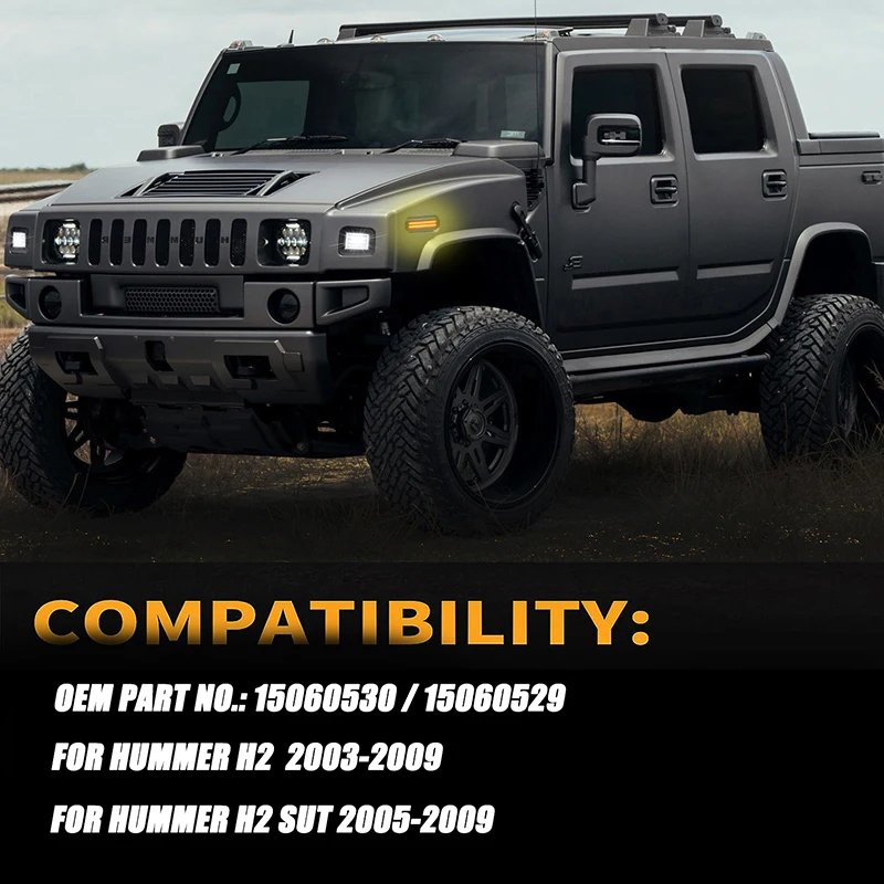 LED بدوره إشارة الجبهة المصد الخلفي ، الجانب ماركر أضواء ل هامر H2 2003-2009 ، باب السيارة DRL النهار تشغيل مصابيح ، Canbus ، 2 قطعة