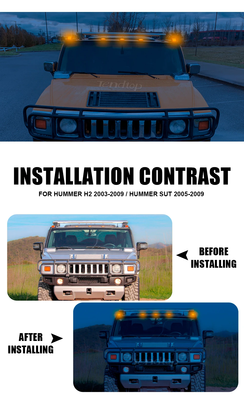 أضواء علامة سقف الكابينة LED ، أضواء التخليص ل 2003-2009 هامر H2 2005 2007-2009 هامر H2 SUT و SUV ، 10 قطعة لكل مجموعة