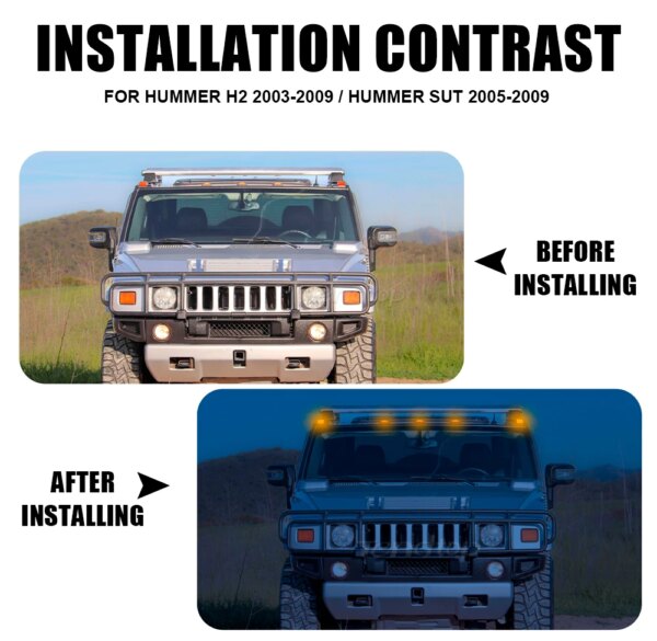 أضواء علامة سقف الكابينة LED ، أضواء التخليص ل 2003-2009 هامر H2 2005 2007-2009 هامر H2 SUT و SUV ، 10 قطعة لكل مجموعة