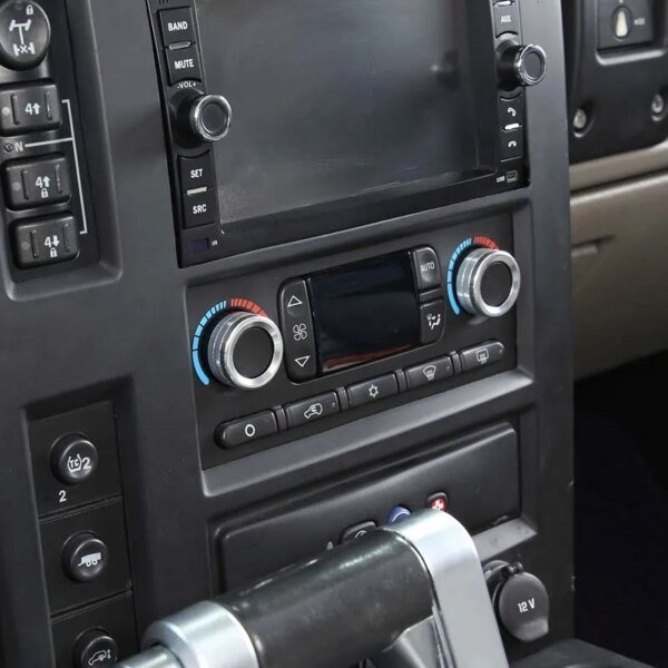 ل 2003-2007 هامر H2 سبائك الألومنيوم الأحمر/الفضة سيارة تكييف الهواء التبديل تعديل مقبض حلقة غطاء ملصق قطع غيار السيارات