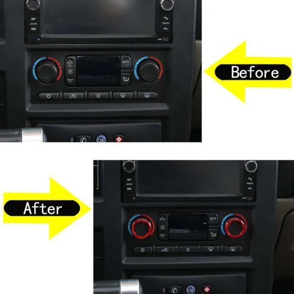 ل 2003-2007 هامر H2 سبائك الألومنيوم الأحمر/الفضة سيارة تكييف الهواء التبديل تعديل مقبض حلقة غطاء ملصق قطع غيار السيارات