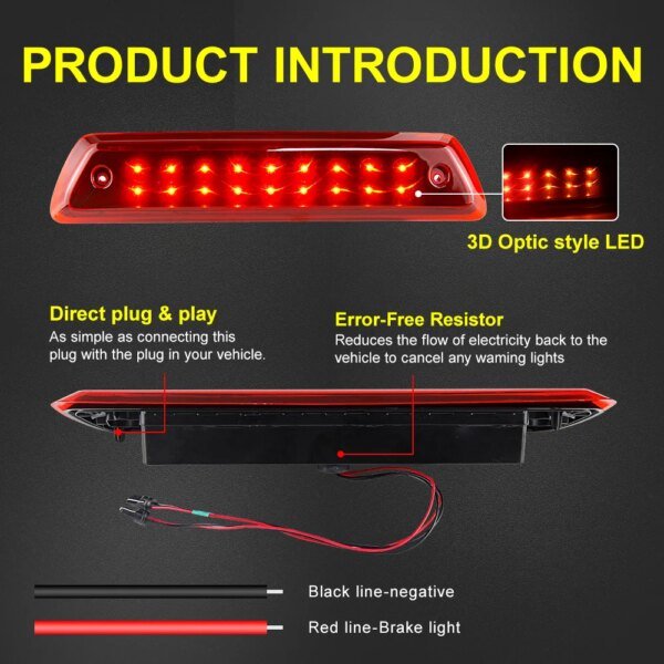 مصباح ليد عالي فرامل فورد ، مصباح التوقف الثالث ، ، أحمر وأبيض ، F150 ،