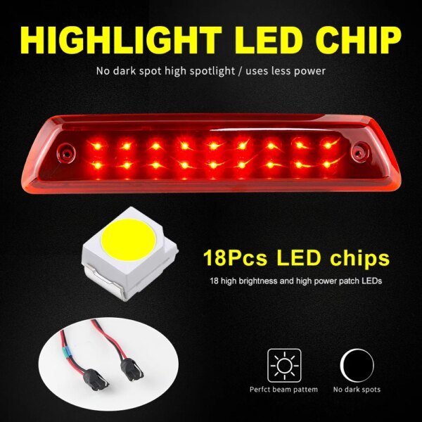 مصباح ليد عالي فرامل فورد ، مصباح التوقف الثالث ، ، أحمر وأبيض ، F150 ،