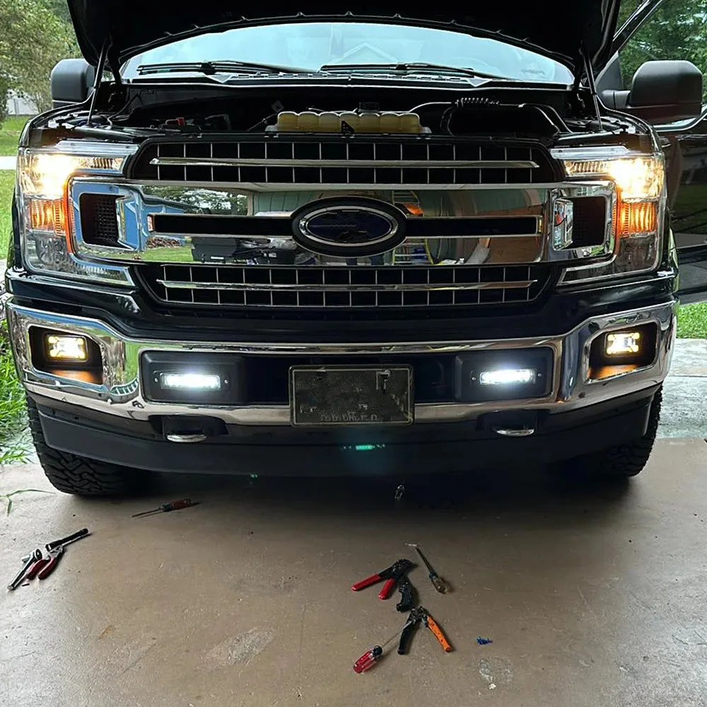 إدراج غطاء واقي واقي مصد السيارة الأمامي ، غطاء مصابيح ليد ، يسار ويمين ، يناسب وسادة فورد ، مع إكسسوارات السيارة