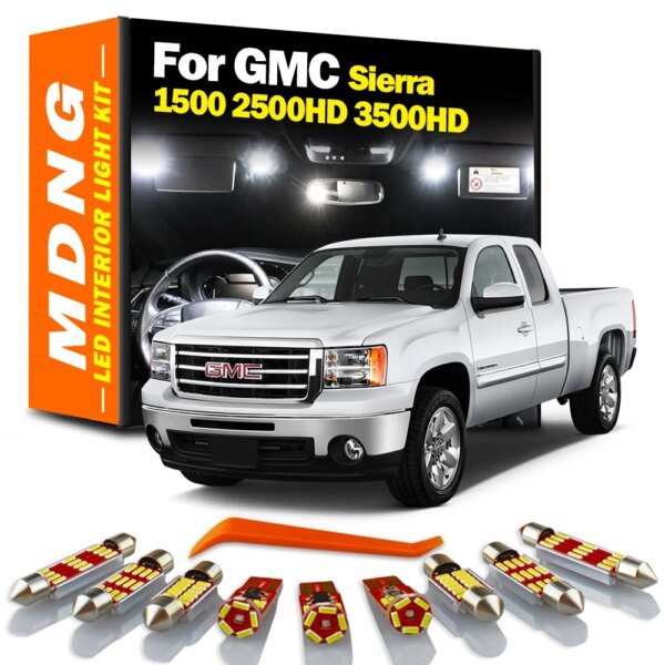 MDNG Canbus LED الداخلية خريطة قبة مصابيح إضاءة صندوق السيارة عدة لجي إم سي سي سييرا 1500 2500HD 3500HD 2000-2011 2012 2013 اكسسوارات السيارات