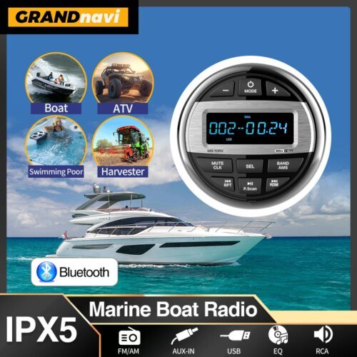 134287-6e4c7a.jpg GRANDnavi-راديو قارب ستيريو بحري بلوتوث ، وسائط رقمية FM AM مقاومة للماء ، مشغل صوت لقياس اليخت ، مركبة ، مركبة ، مركبة ، عربة ، دراجة نارية