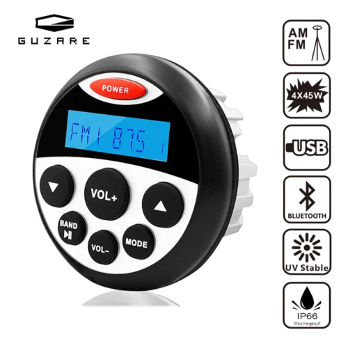 134304-d04760.png GUZARE مقاوم للماء البحرية ستيريو بلوتوث راديو الصوت 4*45 واط FM AM استقبال قارب مشغل MP3 نظام الصوت ل UTV ATV يخت