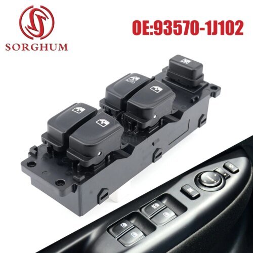 نافذة باب السيارة SORGHUM 93570-1J102 935701 J102 202008158   زر مفتاح التحكم في نافذة الطاقة الكهربائية لشركة Hyundai i20 2008-2015
