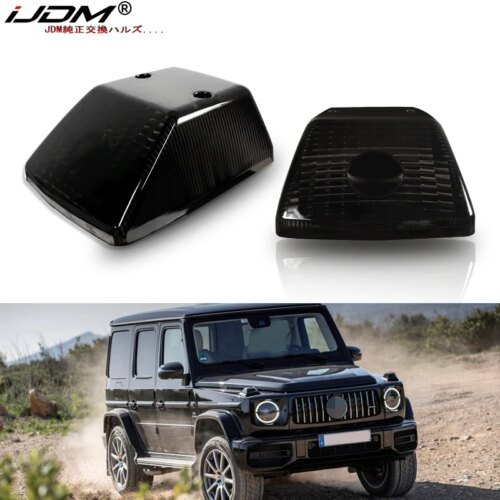 IJDM عدسات مصباح إشارة الانعطاف الأمامي باللون الأسود اللامع لـ 1986-18 Mercedes W463 G-Class G500 G550 G55 G63 G65 ، استبدال مواصفات OE