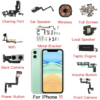 الجزء الداخلي لهاتف iPhone 11، كاميرا أمامية وخلفية، زر حجم الطاقة، منفذ شحن، كابل مرن لمكبر الصوت مع دعامة كاملة