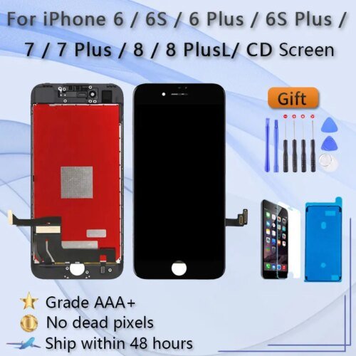 شاشة Lcd لهاتف آيفون 6 ، 6s ، 7 ، 8 plus ، مجموعة محول رقمي ثلاثي الأبعاد باللمس ، جزء بديل ، تم اختباره