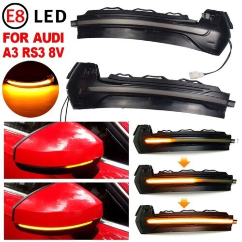 238459-6eb07d.jpg ديناميكية LED بدوره مصباح إشارة لأودي ، مؤشر مرآة الرؤية الخلفية ، ضوء وامض ، A3 ، 8 فولت ، S3 ، RS3 ، 2014-2020 ، 2 قطعة