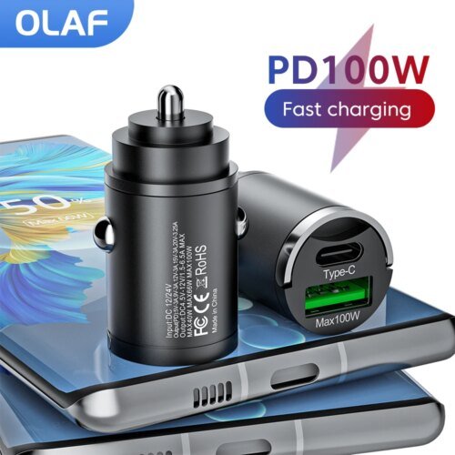 243003-8a26cf.jpg Olaf شاحن سيارة الهاتف محول ، صغيرة 100 واط PD QC ، سحب حلقة ، شحن سريع ، USB C ، آيفون 13 ، 12 ، شاومي ، سامسونج ، هواوي