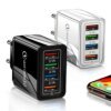 شاحن سريع USB متعدد المنافذ ، 3A ، 4 USB ، شحن سريع ، محول هاتف ، كمبيوتر لوحي ، حائط محمول ، شاحن سريع لـ Poco ، EU ، قابس لنا