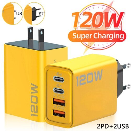 120 واط شاحن سريع نوع C USB C PD شاحن شحن سريع 3.0 USB مهايئ شاحن آيفون 15 14 13 سامسونج شاومي الجدار شاحن