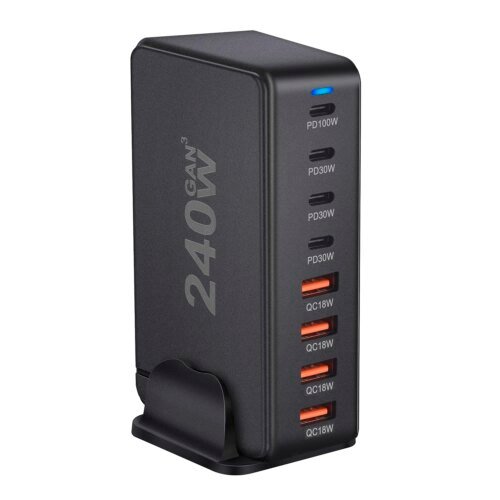 243266-88e83e.jpg شاحن USB من نوع C PD لسطح المكتب ، شحن سريع ، USB 3.0 متنقل ، 8 منافذ ، 240 واط