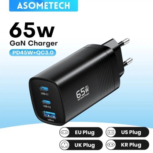 243317-7c26f5.jpg ASOMETECH GaN USB نوع C شاحن 65 واط 45 واط PPS PD QC4.0 شاحن سريع لأجهزة الكمبيوتر المحمول ماك بوك باد اللوحي آيفون 14 سامسونج S23 الترا