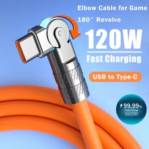 243615-7f19c3.jpg 120 واط 7A شحن سريع USB نوع C كابل 180 درجة دوران الكوع كابل للعبة ل Xiaomi Redmi الشرف شاحن الهاتف كابل يو اس بي C