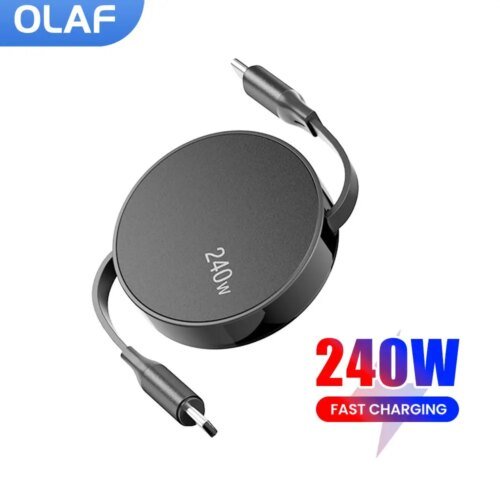 كابل USB C إلى USB C PD لهاتف iPhone 15 Pro Max ، سلك بيانات للشحن السريع ، شاحن نوع C قابل للسحّاب ، سلك كابل للكمبيوتر الدفتري ، W W