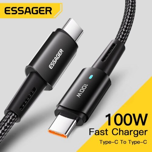 244304-163d31.jpg إيساجير كابل USB النوع C للشحن السريعشاحن PD QC 4.0 3.0، 100 واط، ماك بوك برو، سامسونج وشاومي