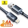 244380-d7f570.jpg كابل USB من Baseus لهاتف iPhone 14 13 12 Pro Max X XR XS 8 7 6s 6 وipad شاحن سريع لشحن البيانات سلك USB كابلات للهاتف المحمول
