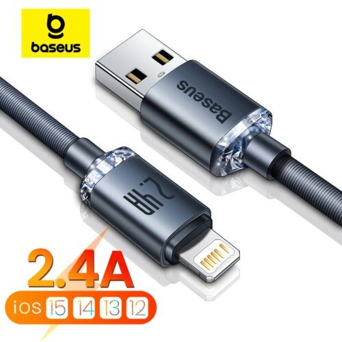 244380-d7f570.jpg كابل USB من Baseus لهاتف iPhone 14 13 12 Pro Max X XR XS 8 7 6s 6 وipad شاحن سريع لشحن البيانات سلك USB كابلات للهاتف المحمول