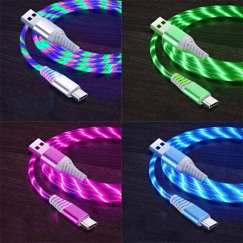 244477-5a055f.jpg كابل USB مضيء من نوع C ، سلك بيانات شحن سريع 5A ، كابل LED متوهج لهواتف USB ، و hIphone ، و Micro