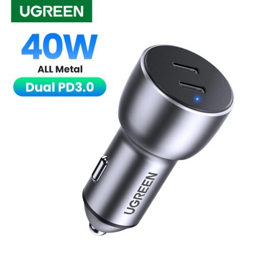 244704-7003a9.jpg شاحن سيارة يو اس بي سريع الشحن 36 وات من Ugreen شاحن سيارة 4.0 3.0 QC لهواتف شاومي QC4.0 QC3.0 Type C PD شاحن سيارة لايفون 11 X Xs 8 PD