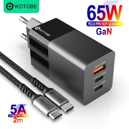 244926-da6175.jpg WOTOBE 65 واط غان USB C الجدار شاحن محول الطاقة ، 3 ميناء PD 65 واط PPS QC4 45 واط SCP لأجهزة الكمبيوتر المحمولة ماك بوك باد آيفون 14 برو ماكس سامسونج