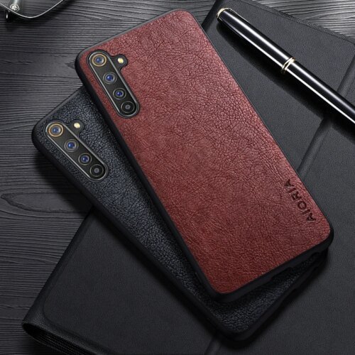 245637-6ec37d.jpg حافظة جلدية فاخرة ل realme 6 pro 6i ، غطاء عمل ، تصميم بسيط