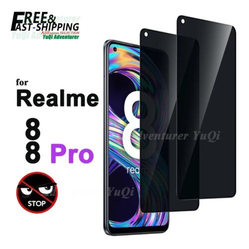واقي شاشة مضاد للتجسس لهاتف Realme 8 Pro ، زجاج مقسى ، مضاد للخدش ، ألومنيوم عالي ، 4G ، خصوصية ، 9H
