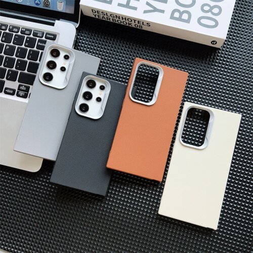 Leather Skin Soft TPU Slim Case Cover For Samsung Galaxy S24 Plus S23 FE S22 Ultra S21 S20 Note 20 Shockproof Phone Capa Coque